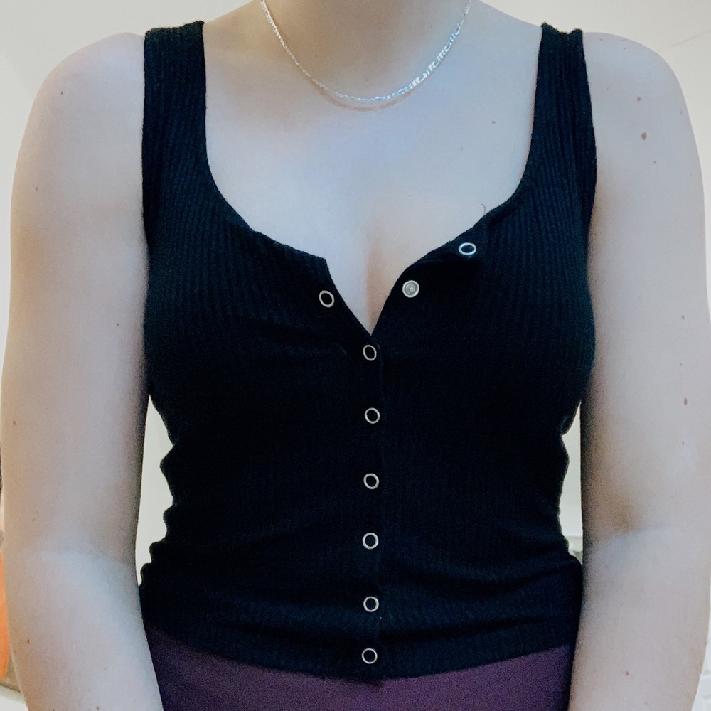 Forever 21 button up tank- Black
